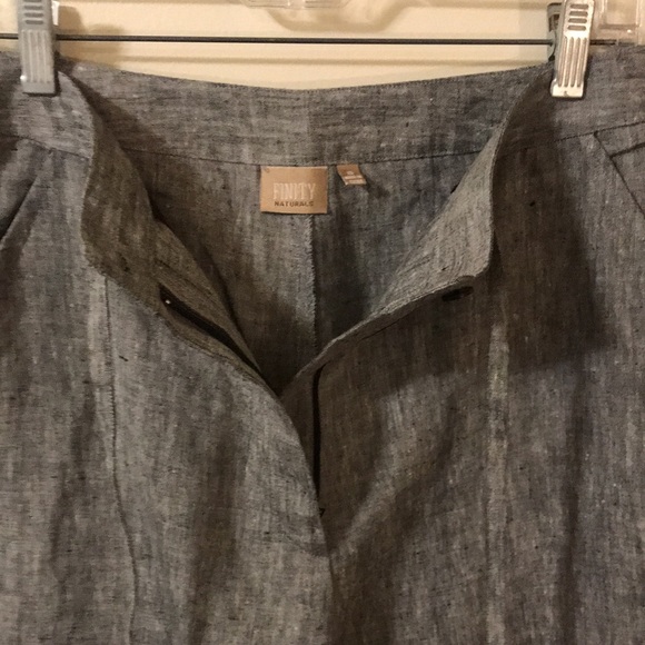 Finity Naturals Gray & White Tweed 100% Linen Cropped Cargo Pant Size 10 - Picture 4 of 4